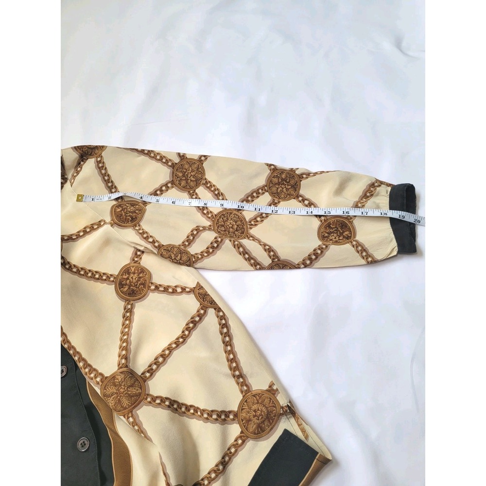 Vintage Adrianna Papell 100% Silk Chain Shirt Button-Down Shoulder Pads 14 - Picture 8 of 12